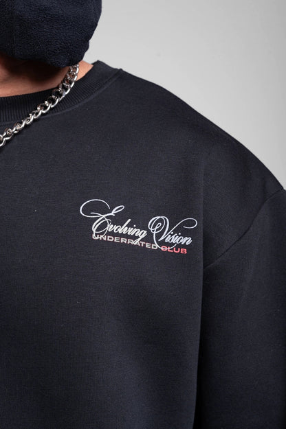 Black Oversized Embroidered Sweatshirt