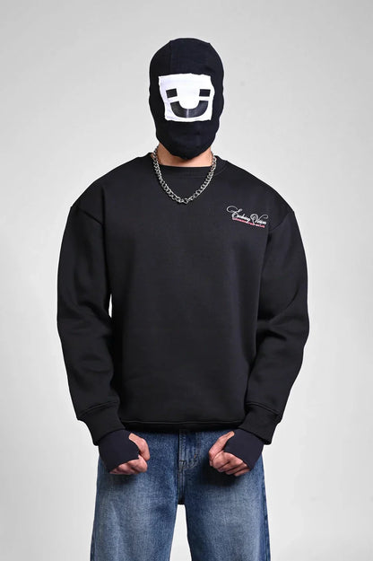 Black Oversized Embroidered Sweatshirt