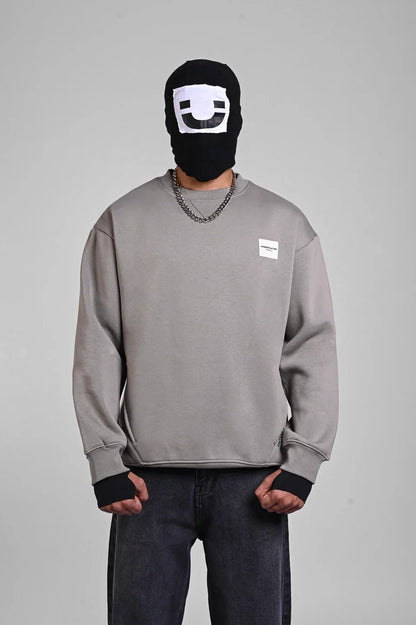 Grey Oversized Cross Pocket Sweatshirt