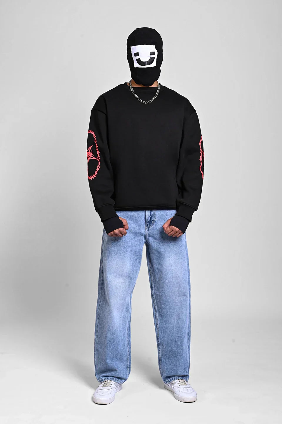 Black Oversized Bold Graphic Sweatshirt
