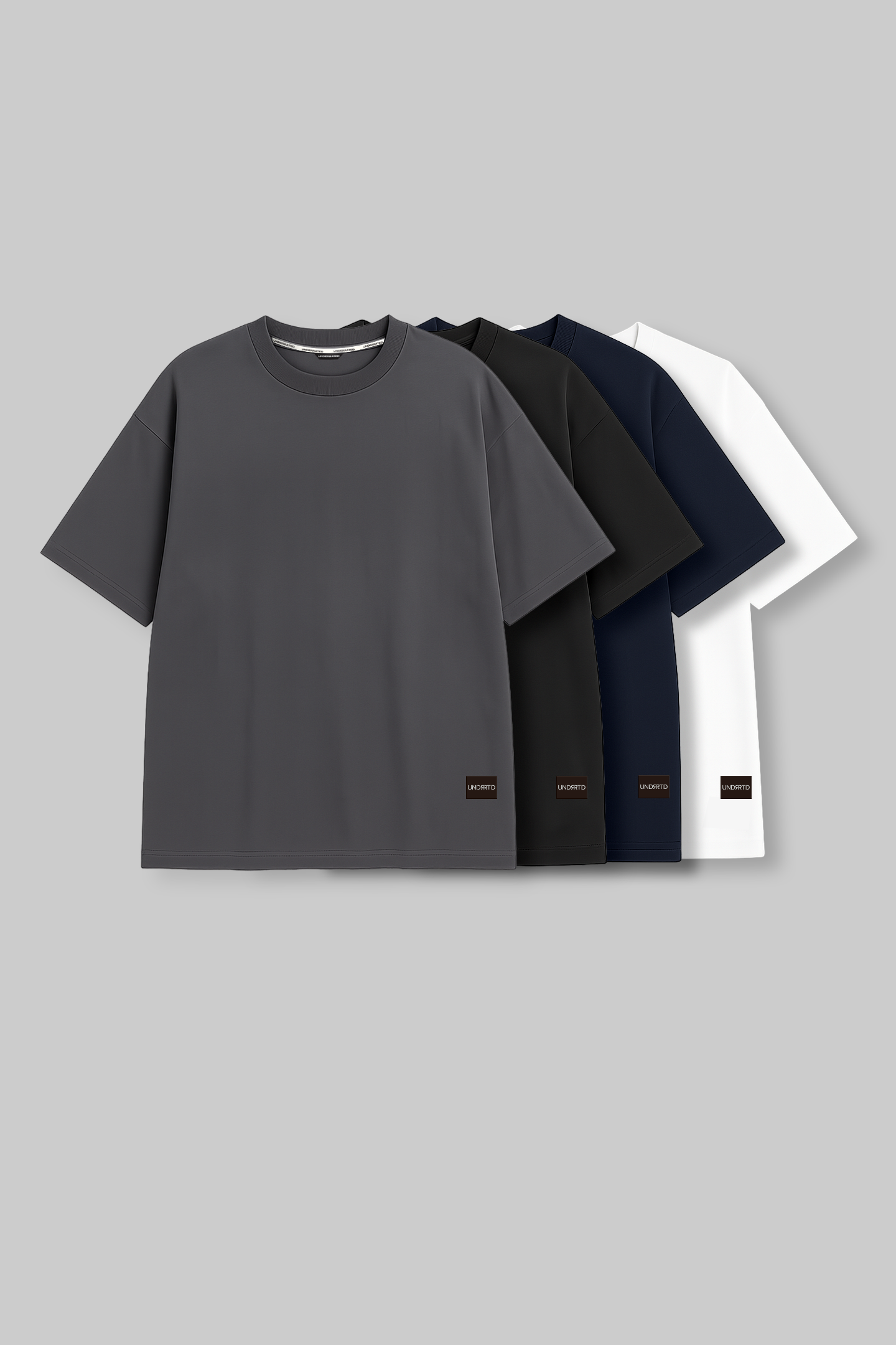 Pack of 4 Baggy T-shirts - Grey/Black/Navy/White