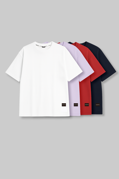Pack of 4 Baggy T-shirts - White/Lilac/Red/Navy