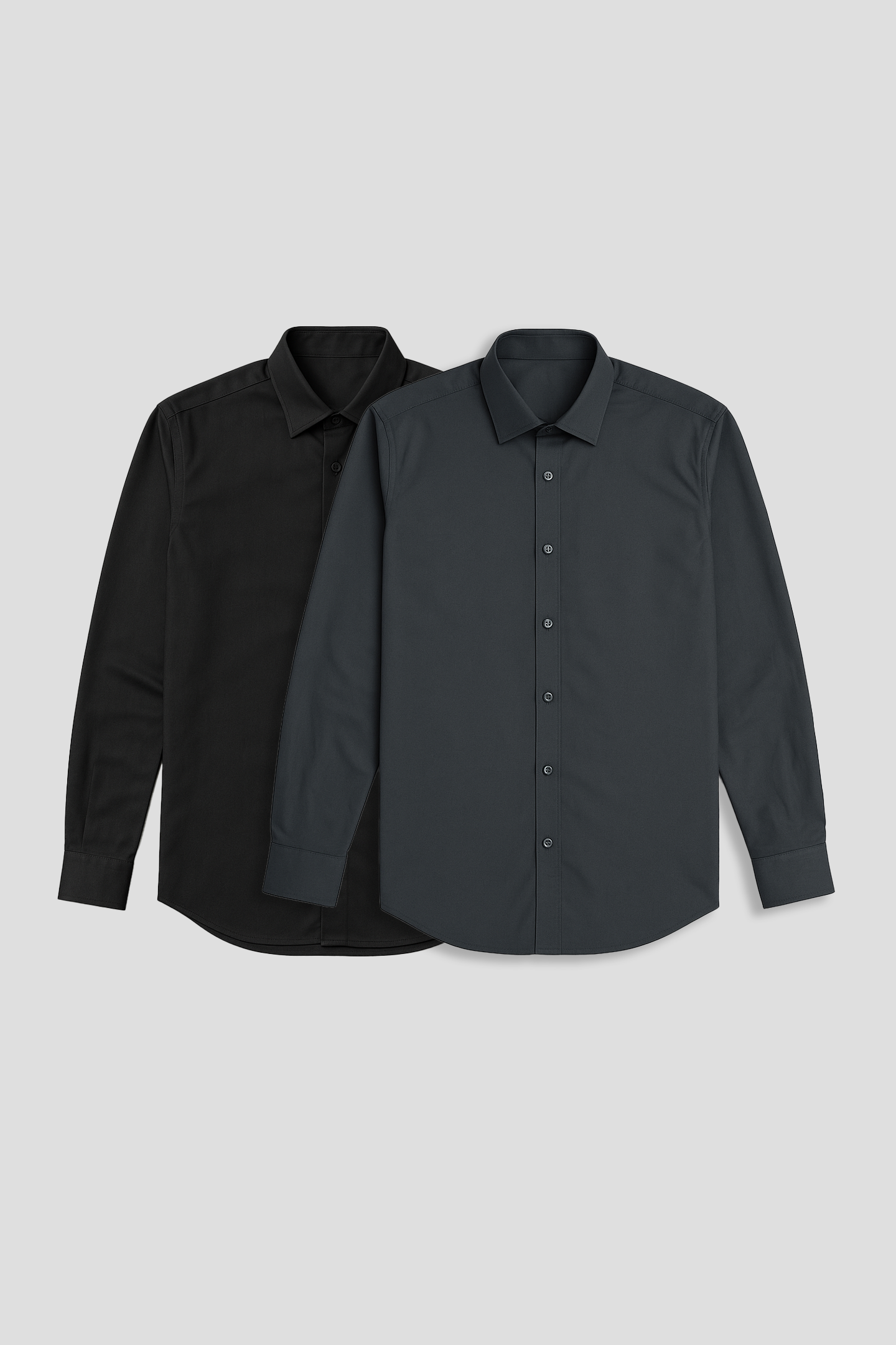 Pack of 2 Slim Fit Men's Shirt Combo - Black/ Grey
