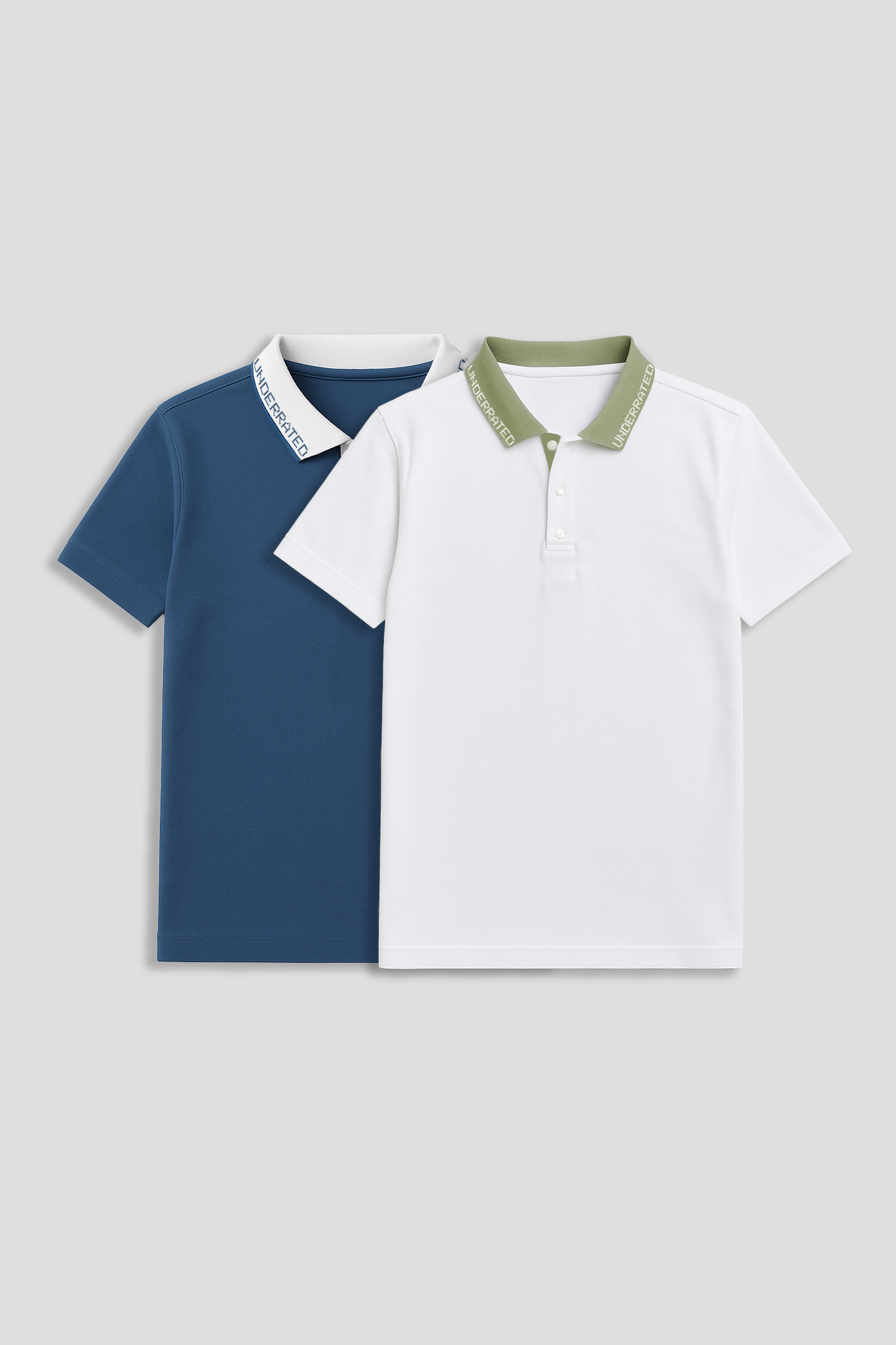 Men's Polo Neck T-shirt Combo - Pack of 2 Underrated Essentials - Blue and White