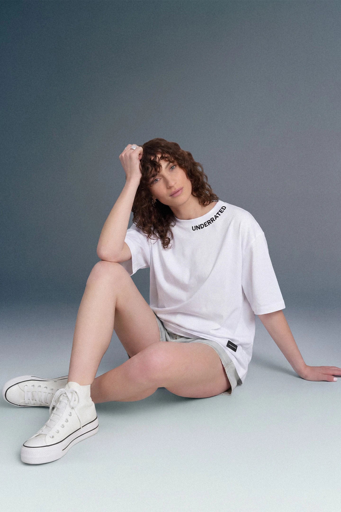 Underrated Curve White Oversized T-shirt