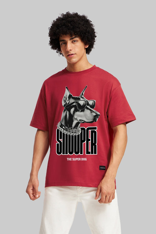 Snooper Dog Red Oversized Fit T-Shirt Men