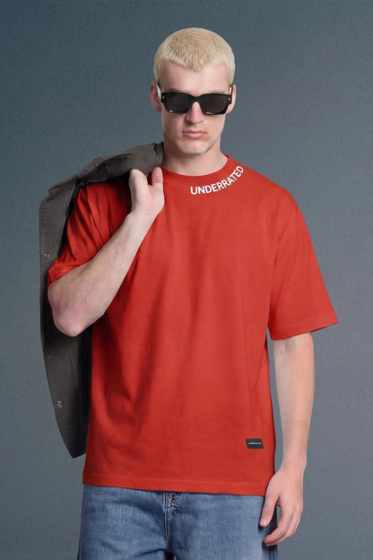 Underrated Curve Red Oversized T-shirt